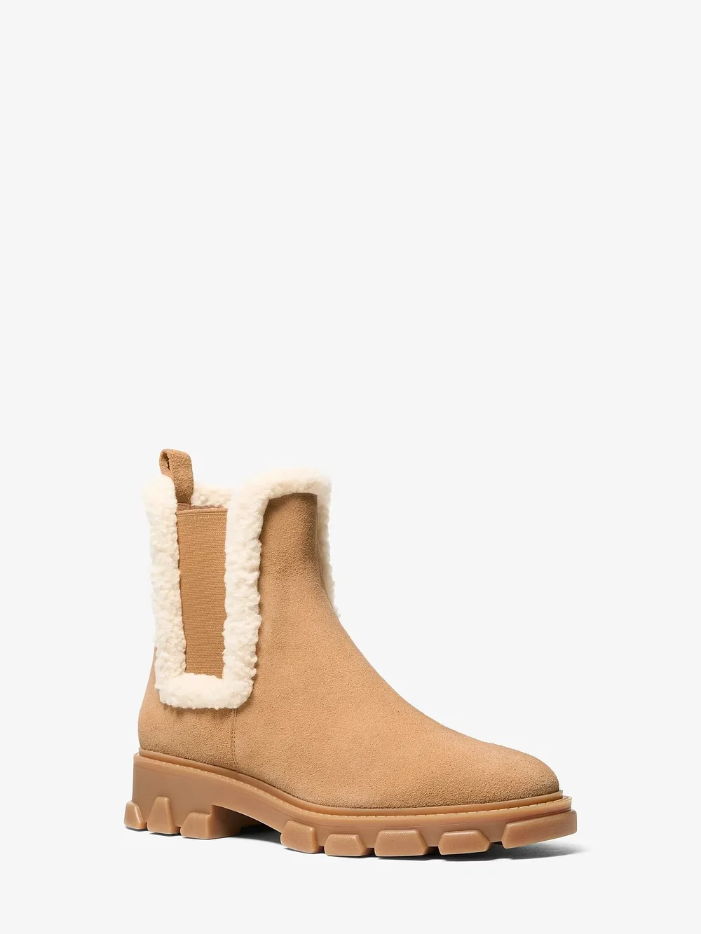 Michael Kors Tan Suede Ridley Boot with Faux Shearling Trim